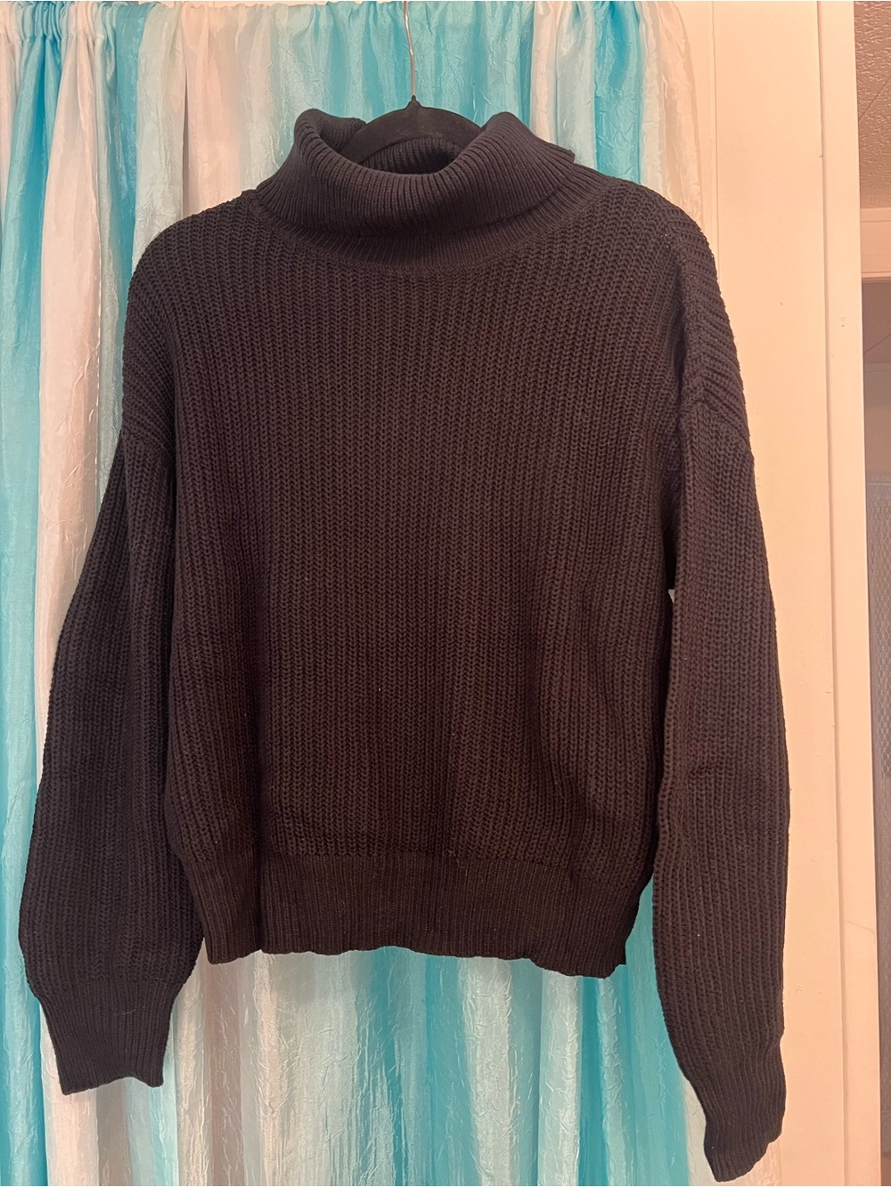 Classic Black Turtleneck Knit Sweater - Women's